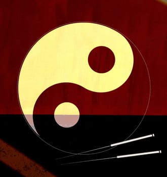 Yin-Yang with acupuncture needles