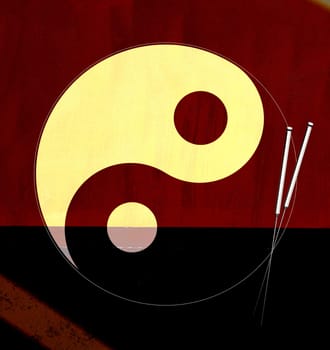 Yin-Yang with acupuncture needles