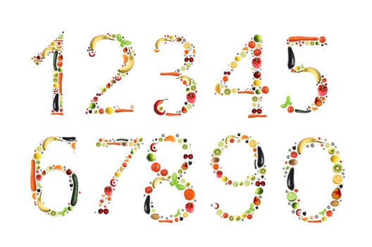 Numbers from fruit and vegetables