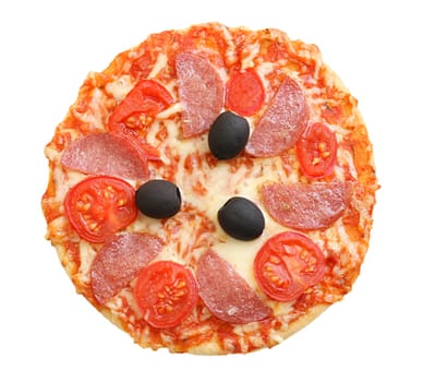 Pizza arrabiata with salami