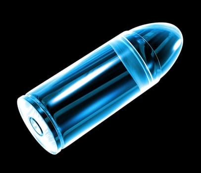 3d made - bullet made of blue glass
