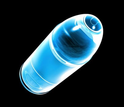 3d made - bullet made of blue glass