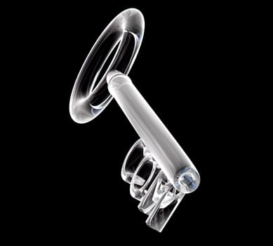 key in glass, COM text (3d made)