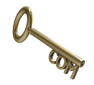 key in gold with COM text (3d made)