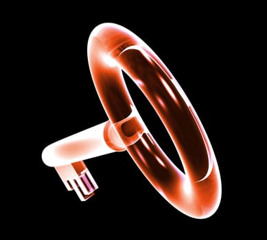 key in red glass (3d)