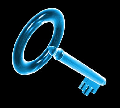 key in blue glass (3d)