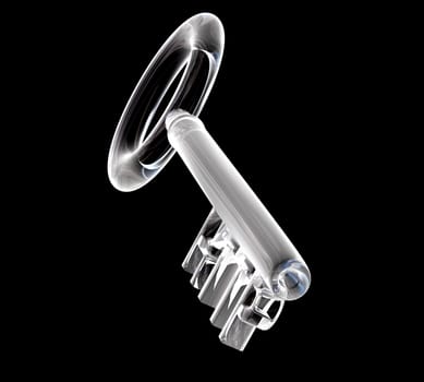 key in glass, HTTP text (3d made)