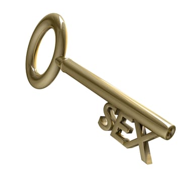 key in gold with sex text (3d made)