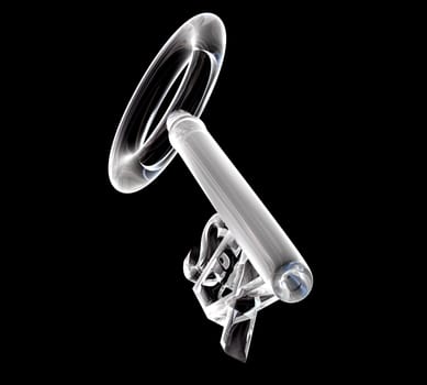 key in glass, SEX text (3d made)