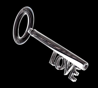 key in glass, SEX text (3d made)