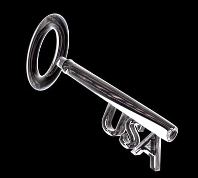 key in glass, USA text (3d made)