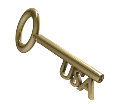 key in gold with USA text (3d made)