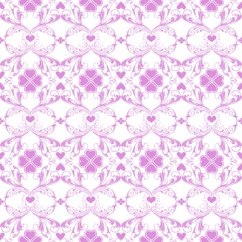 Seamless pattern of hearts and floral