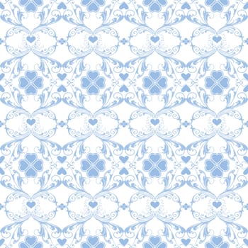 Seamless pattern of hearts and floral