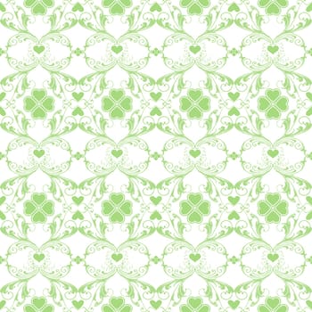 Seamless pattern of hearts and floral