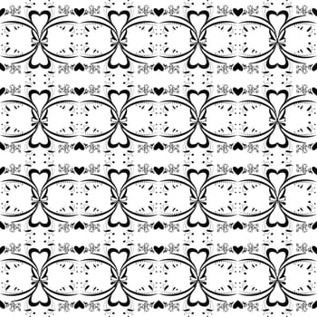 Seamless pattern of hearts and floral