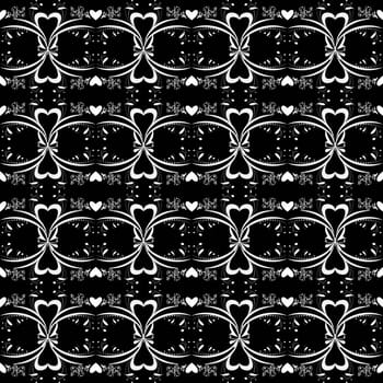Seamless pattern of hearts and floral