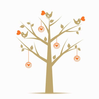 Beautiful Valentines Tree Isolated on White Background