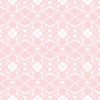 Seamless pattern of hearts and floral