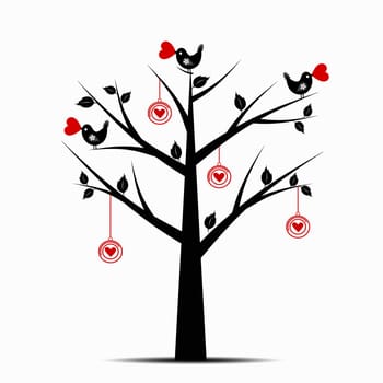 Beautiful Valentines Tree Isolated on White Background