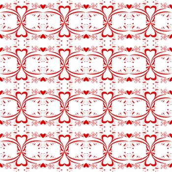 Seamless pattern of hearts and floral