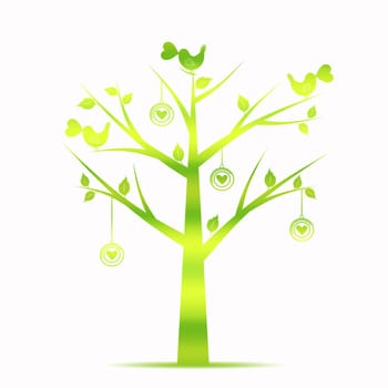 Beautiful Valentines Tree Isolated on White Background