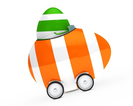 colorful easter egg figure sit in car