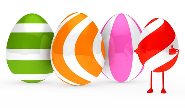 red white easter egg figure show top