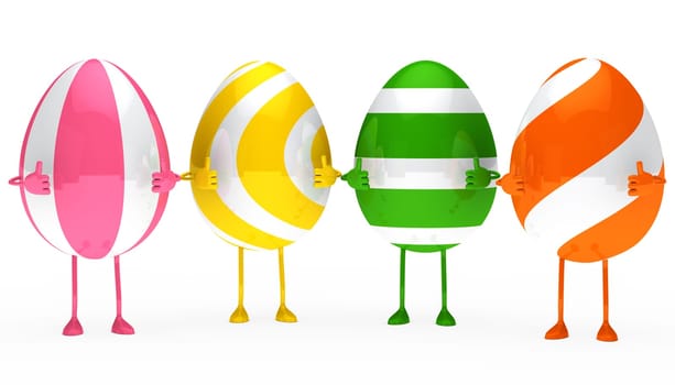 four colorful easter eggs figure show top