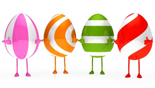 four colorful easter eggs figure show top
