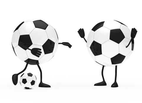 football figure shoots a ball to goalkeeper