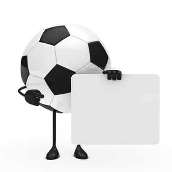 football figure hold billboard on white background