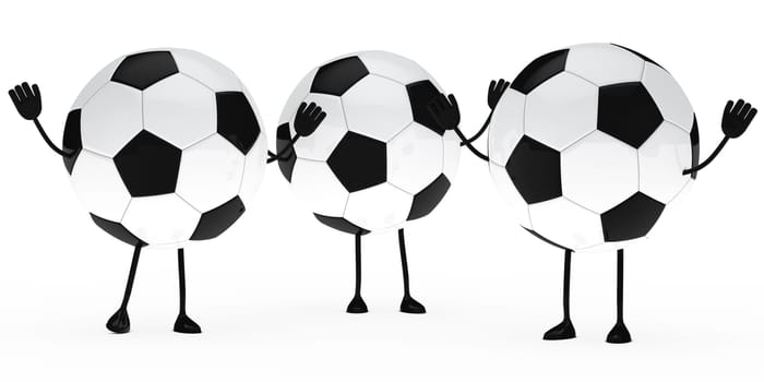 football figure wave hands on white background
