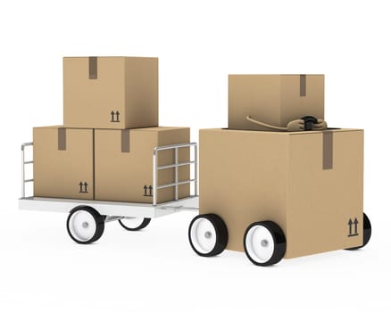 brown package figure car with a trailer