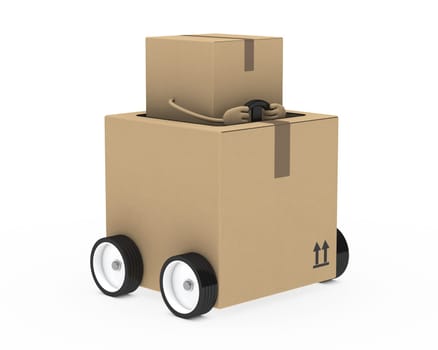 brown package figure drive in a car