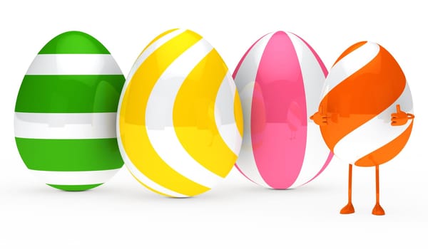 orange white easter egg figure show top