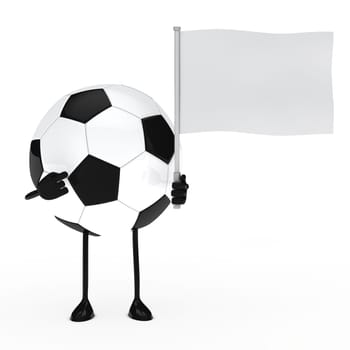 football figure pointed finger on white flag