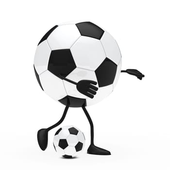 football figure shoots a ball white background