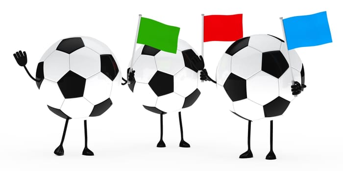 football figure wave flags on white background