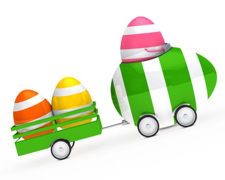 easter egg figure with car and trailer