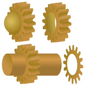 Illustration of the various gears - cog wheels