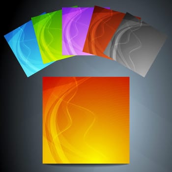 Set of six colourful wavy posters. Eps 10 vector illustration