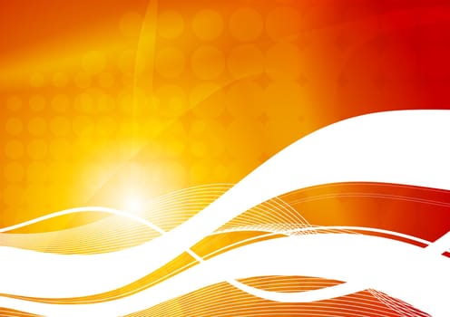 Beautiful red-yellow background with abstract waves