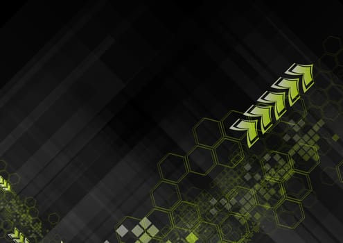 Green geometrical elements on black background. Eps 10 vector