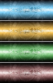 Set of abstract hi-tech banners. Vector eps 10