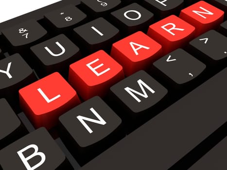 Computer keyboard with key Learn, internet education concept