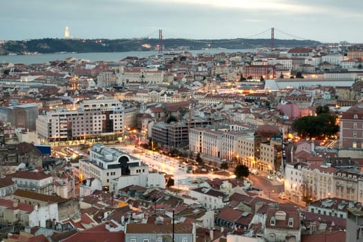 View of Martim moniz square and Lisbon downtown