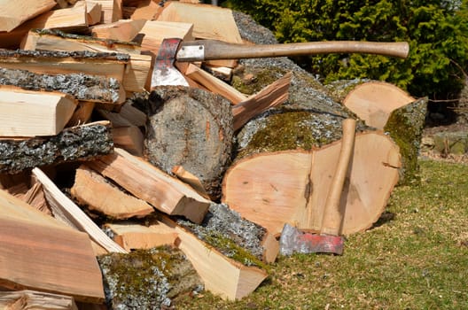 Chopping wood,firewood,ash,hardwood