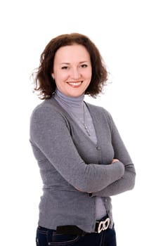 smiling woman isolated on the white background