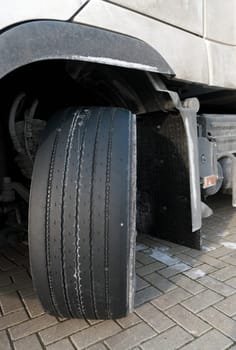 front view of a truck wheel